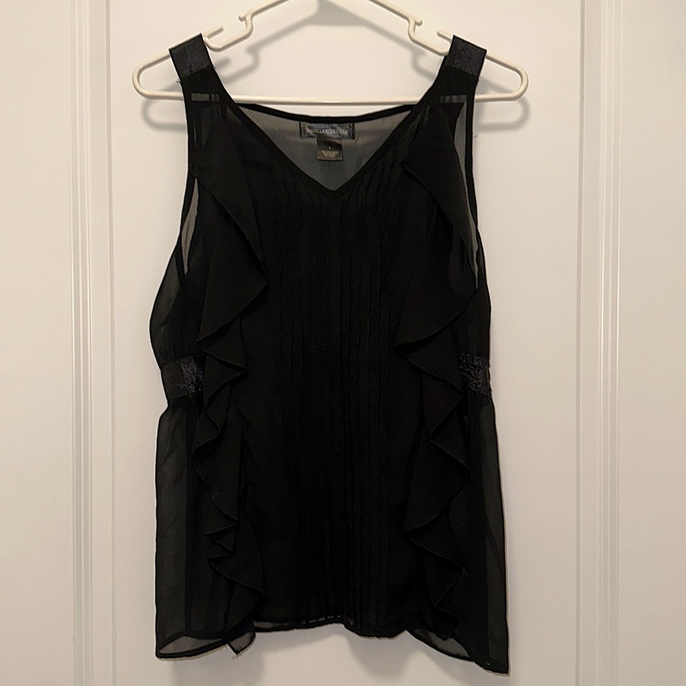 Sheer black sleeveless blouse, small